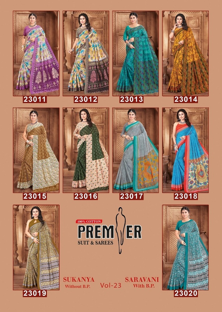Premier Sarvani Vol-23 A Cotton Saree - Color: Multicolor