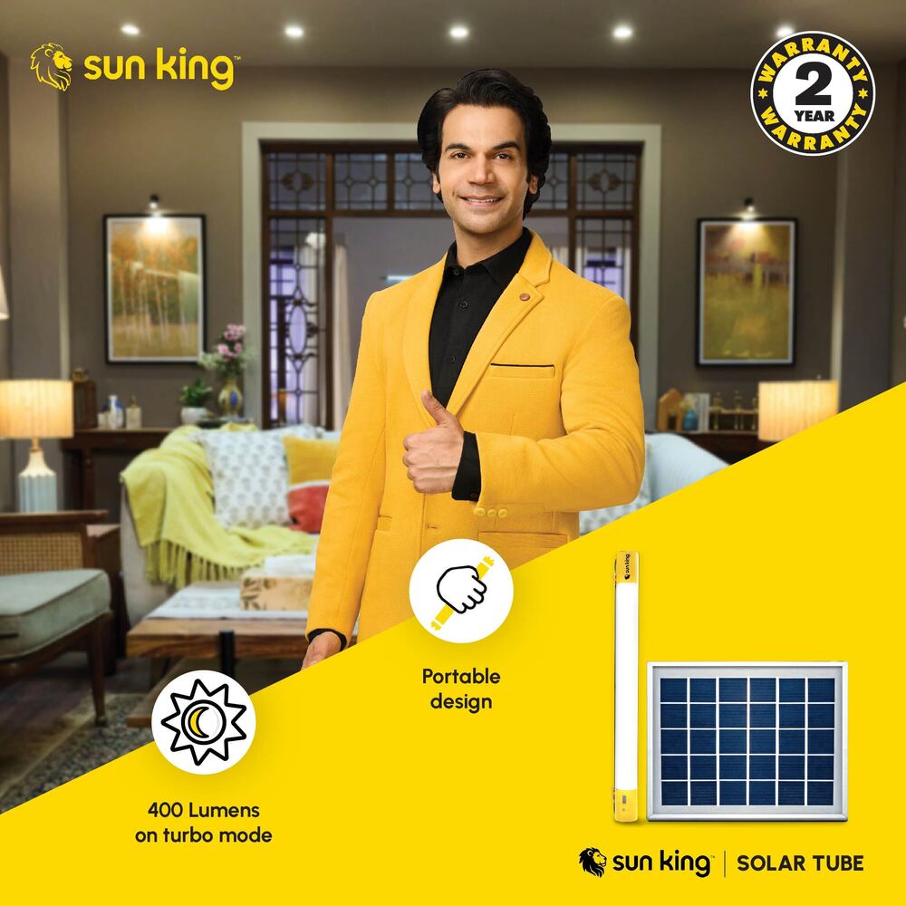Sun King Portable Emergency Solar Tube Light With Mobile Phone Charging - Cable Length: 5 Meters  Meter (M)