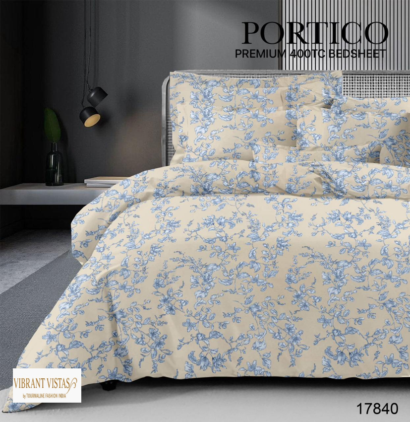 Portico King - Luxury Cotton King Size Bed Sheet Set 400Tc - Density: 400 Tonne Per Cubic Meter (T/M3)