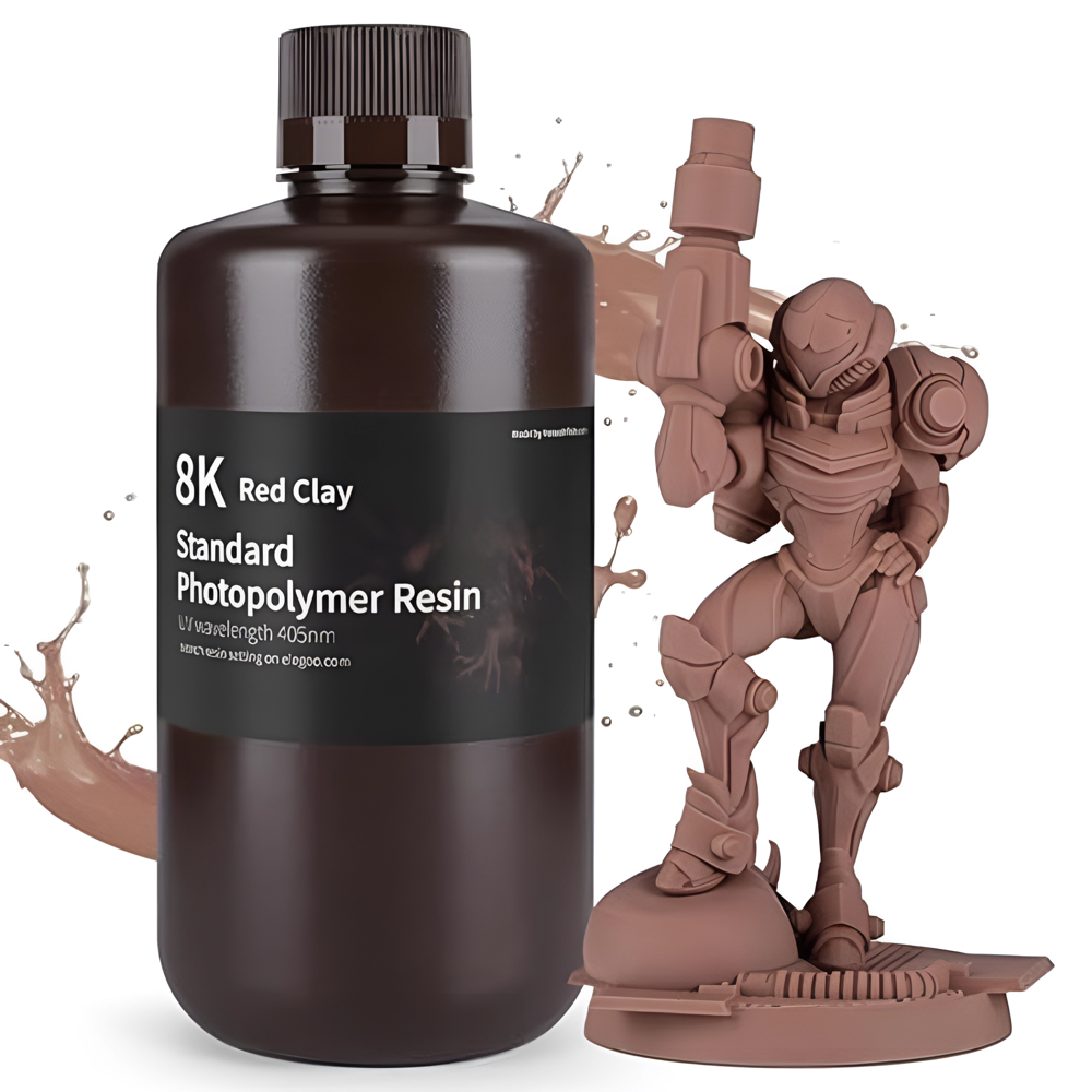 Elegoo 8k Standard Photopolymer 3d Printer Resin Red Clay 405nm Uv Curing Resin Best For Saturn 2 8k Lcd 3d Printer High Precision, Stunning Colors And Low Odor 1000g - Grade: Industrial Grade