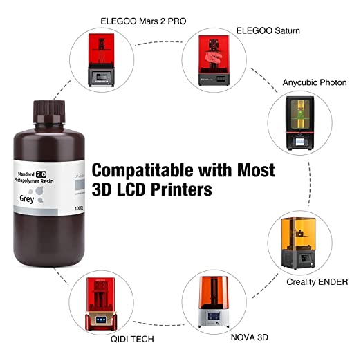 ELEGOO Standard Resin 2.0  High Precision 3D Printer Resin for Smooth and Durable Prints