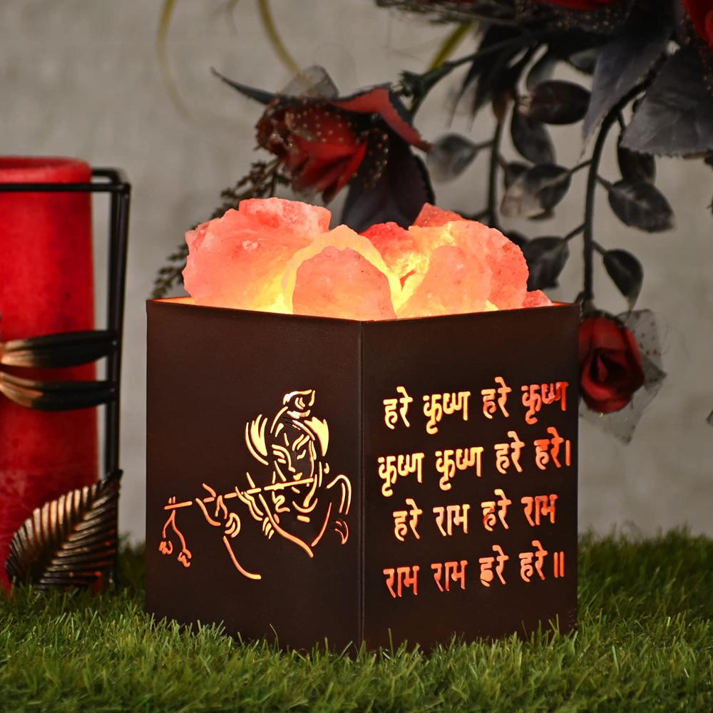 Hare Krishna Himalayan Rock Salt LED Lamp
