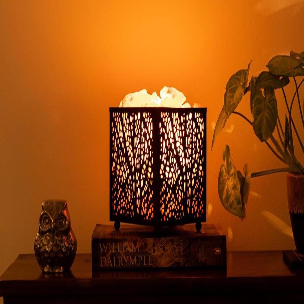 Metal Brown Basket Himalayan Rock Salt Lamp