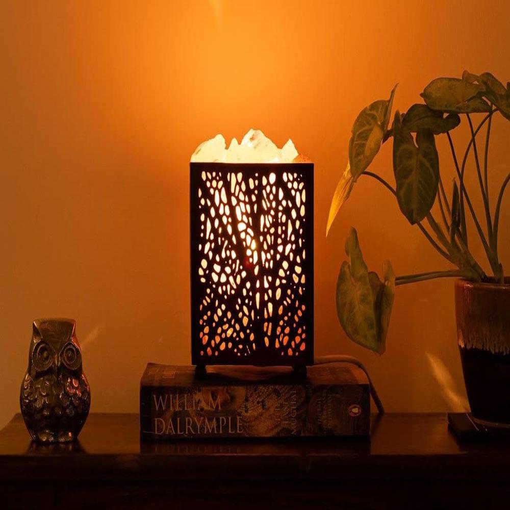 Metal Brown Basket Himalayan Rock Salt Lamp