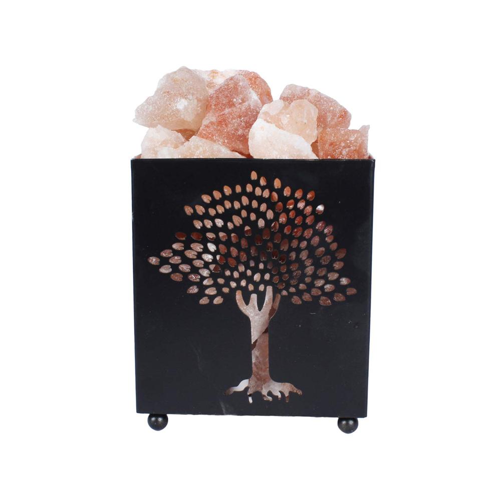 Metal Brown Basket Himalayan Rock Salt Lamp