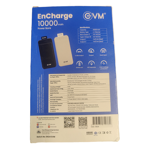 Vm 10000 Mah Power Bank - Body Material: Plastic