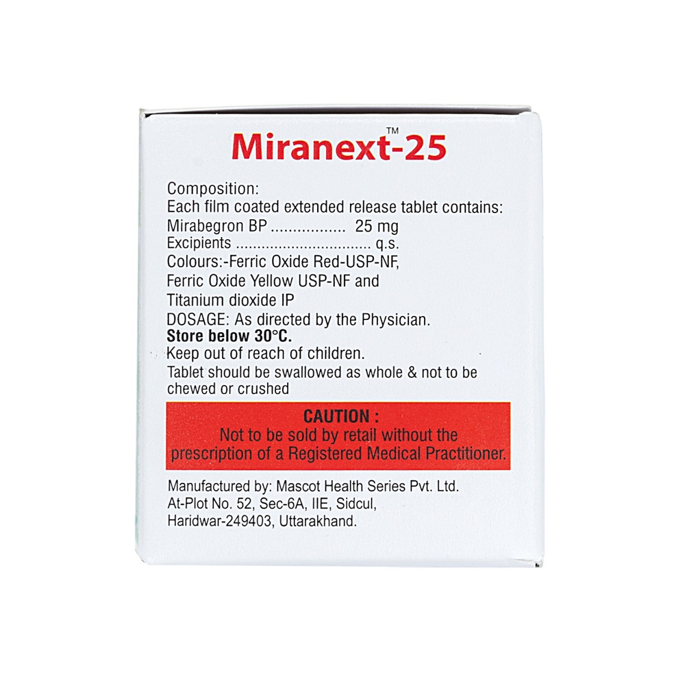 25mg Mirabegron Extended Release Tablets - Drug Type: General Medicines