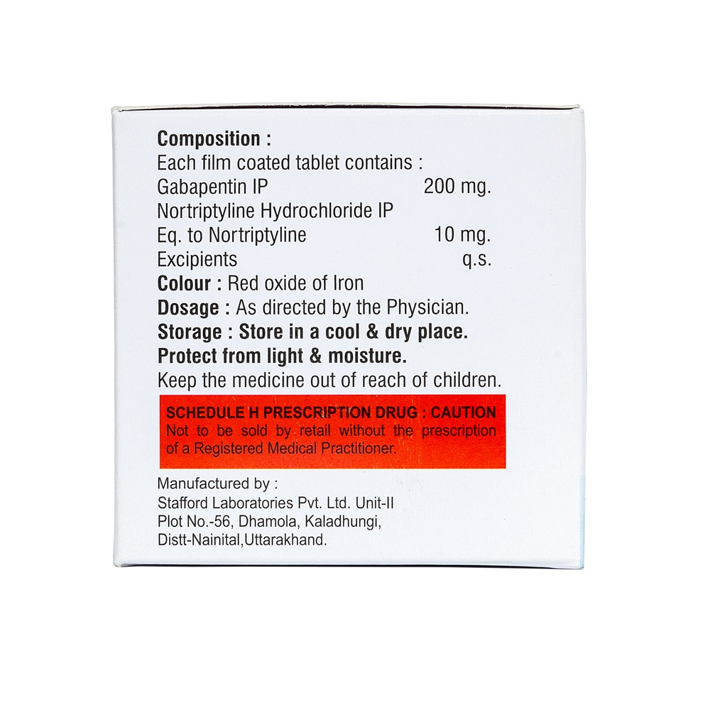 Gabapentin And Nortriptyline Tablets - 200mg Dosage | Solid Tablet Form, Pack Of 10, Suitable For Adults, Store At Room Temperature