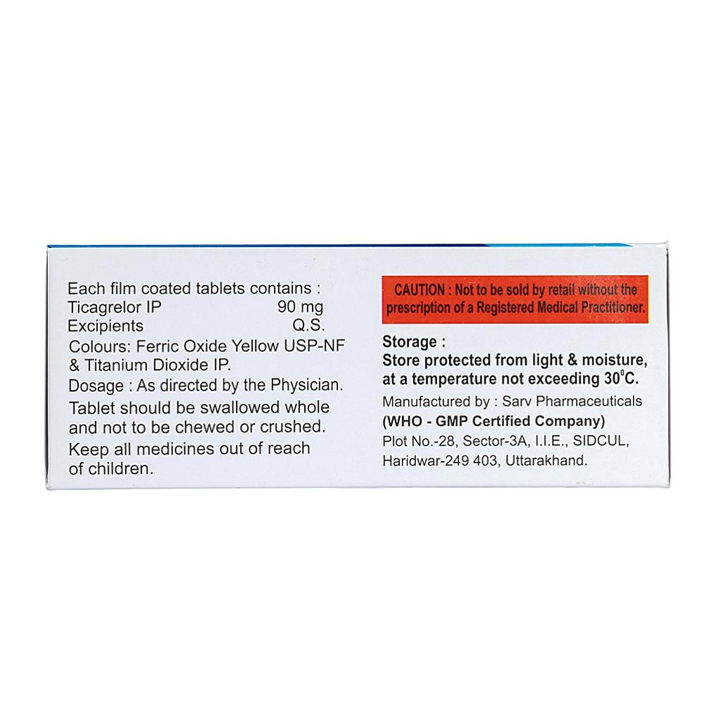 90mg Ticagrelor Tablets - 90 Mg Dosage, General Medicine For Adults, Tablet Form For Easy Consumption, Packaged In 10*10 Pieces, Room Temperature Storage
