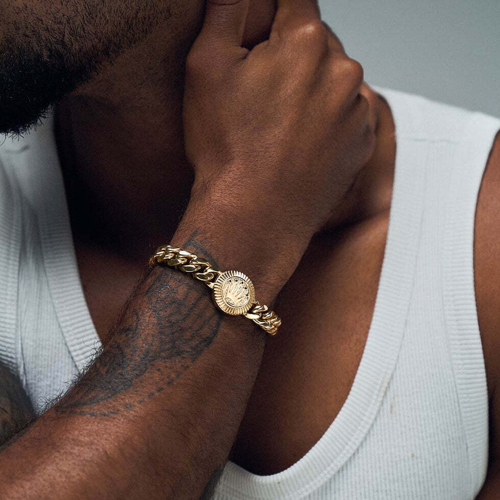 Luxury Hiphop Gold Plated 925 Silver Mens Bracelet Bold Chain Link Statement Jewelry