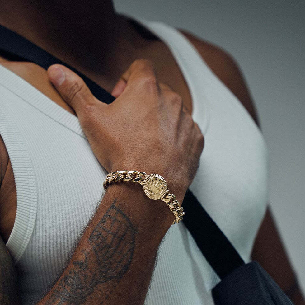 Luxury Hiphop Gold Plated 925 Silver Mens Bracelet Bold Chain Link Statement Jewelry