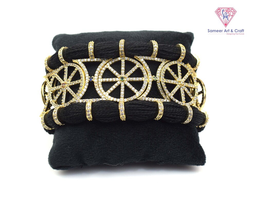 American Diamond Cubic Zirconia Handmade Gold Plated Thread Bracelet