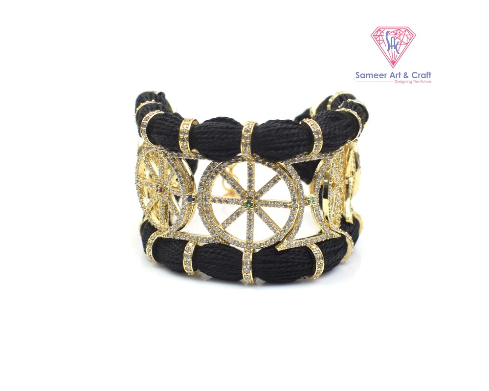 American Diamond Cubic Zirconia Handmade Gold Plated Thread Bracelet