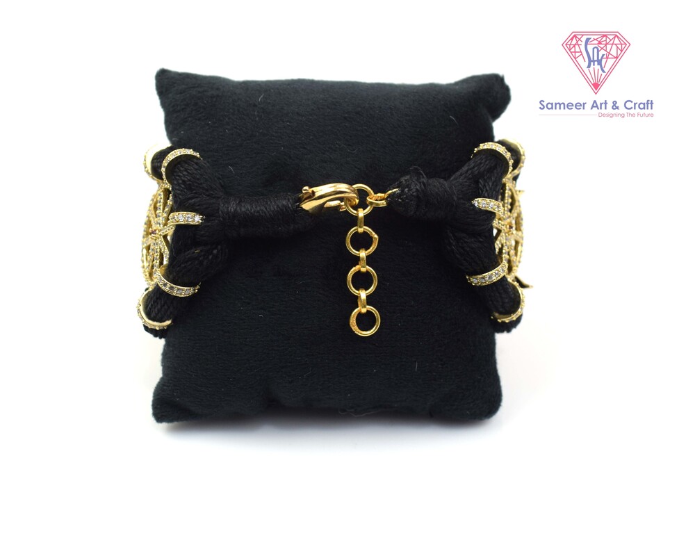 American Diamond Cubic Zirconia Handmade Gold Plated Thread Bracelet