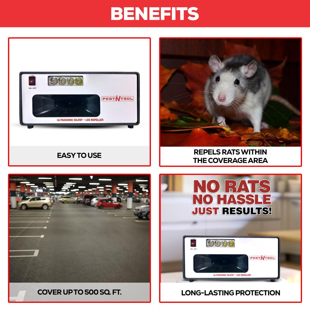 Rat and Bird Repeller Ultrasonic Silent + Flash PNT1100+