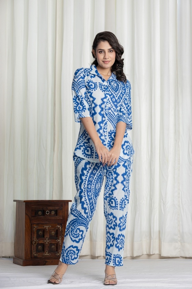 Ikat Blue Cotton Coord Set