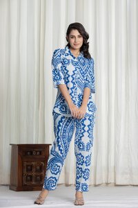 Ikat Blue Cotton Coord Set