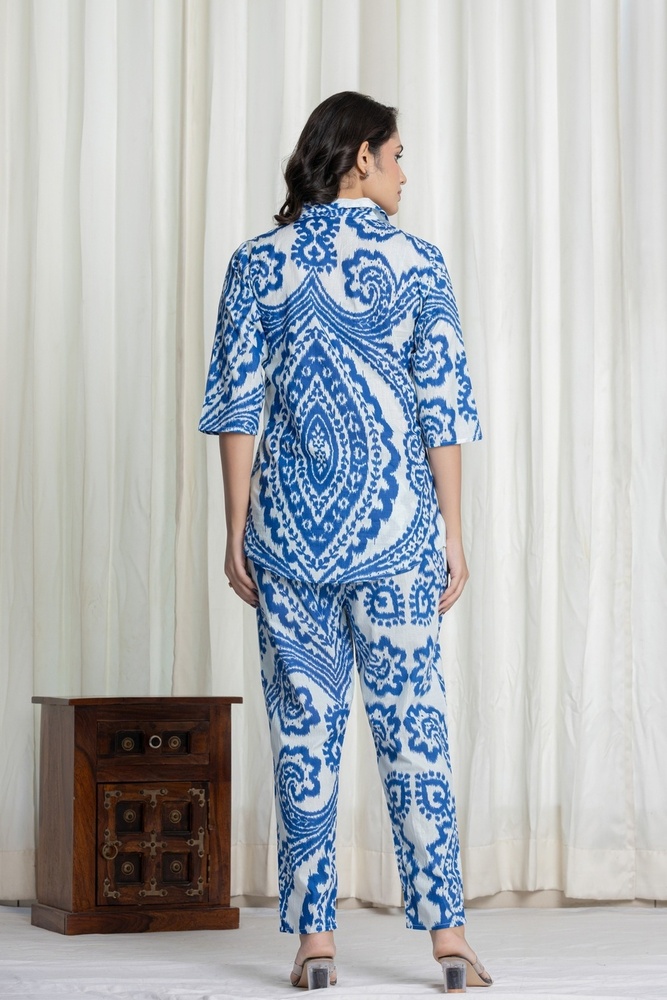 Ikat Blue Cotton Coord Set