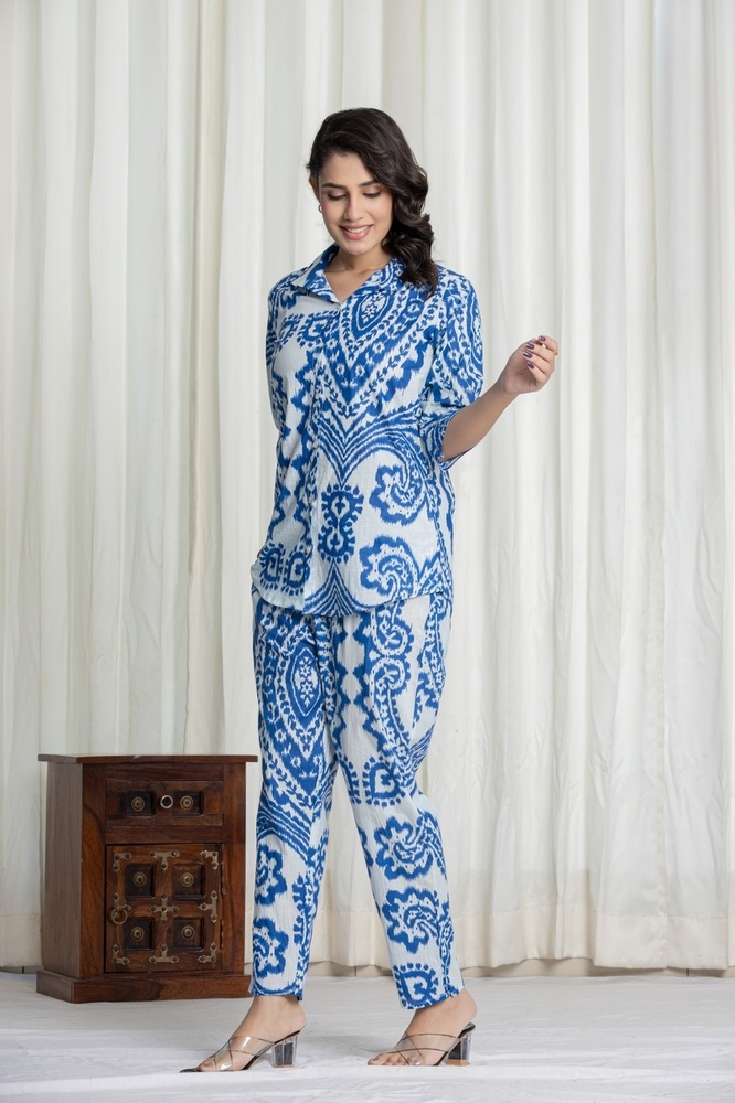 Ikat Blue Cotton Coord Set