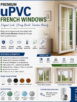 White UPVC French Window