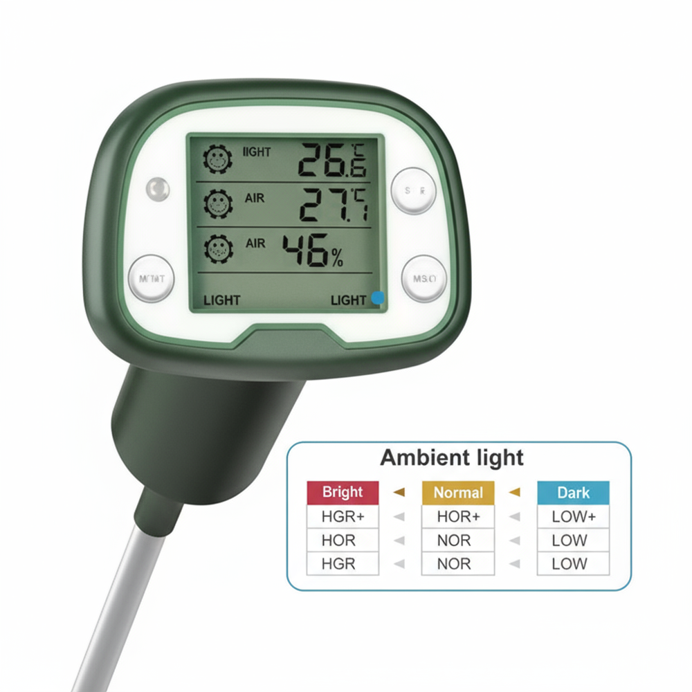 Digital Soil Thermometer (Ph, Tds, Temp, Humidity, Sunshine) - Accuracy: 100 %