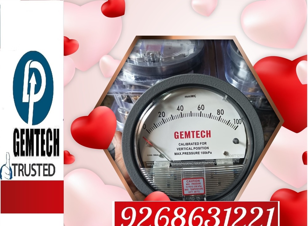 Distributor GEMTECH Differential Pressure Gauges Range 0-50 mm wc