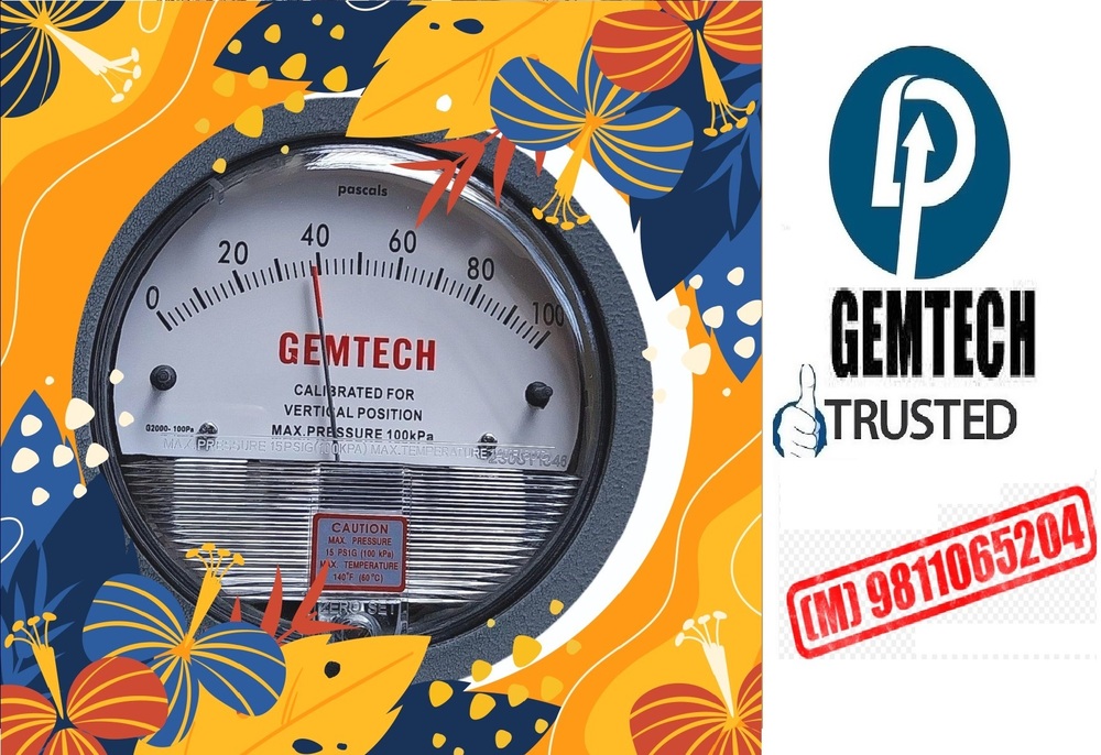 Distributor GEMTECH Differential Pressure Gauges Range 0-50 mm wc