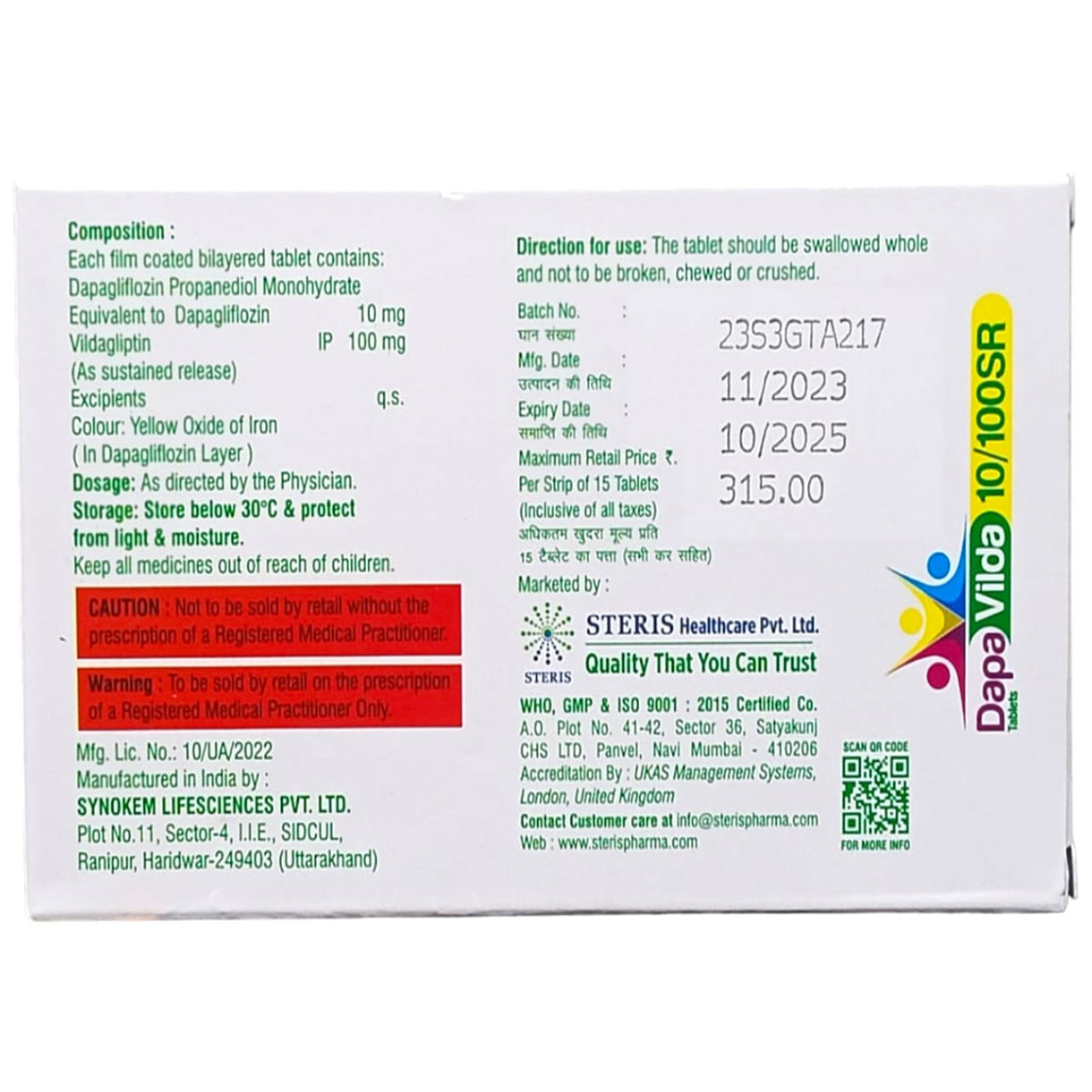 Dapagliflozin 10mg & Vildagliptin SR 100mg Tablet
