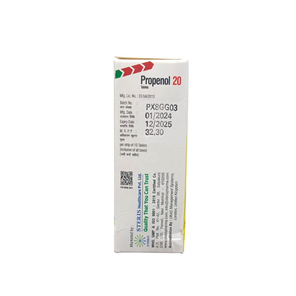 Propranolol (20mg) - Physical Form: Tablets