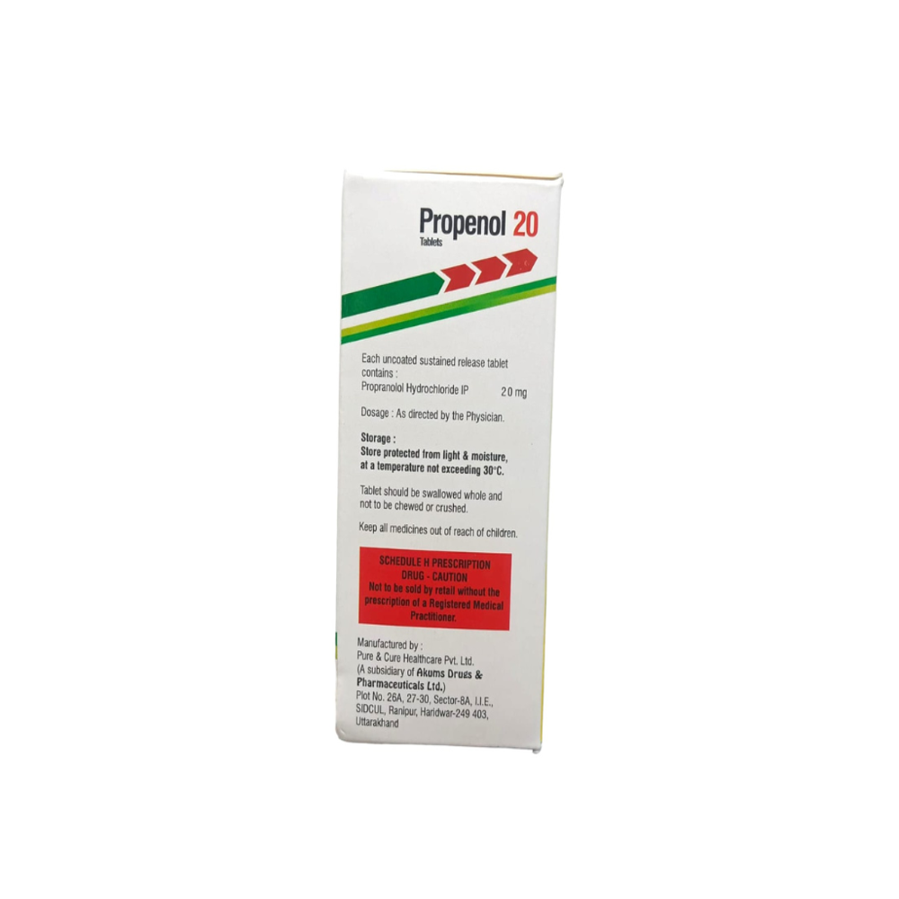 Propranolol (20mg) - Physical Form: Tablets