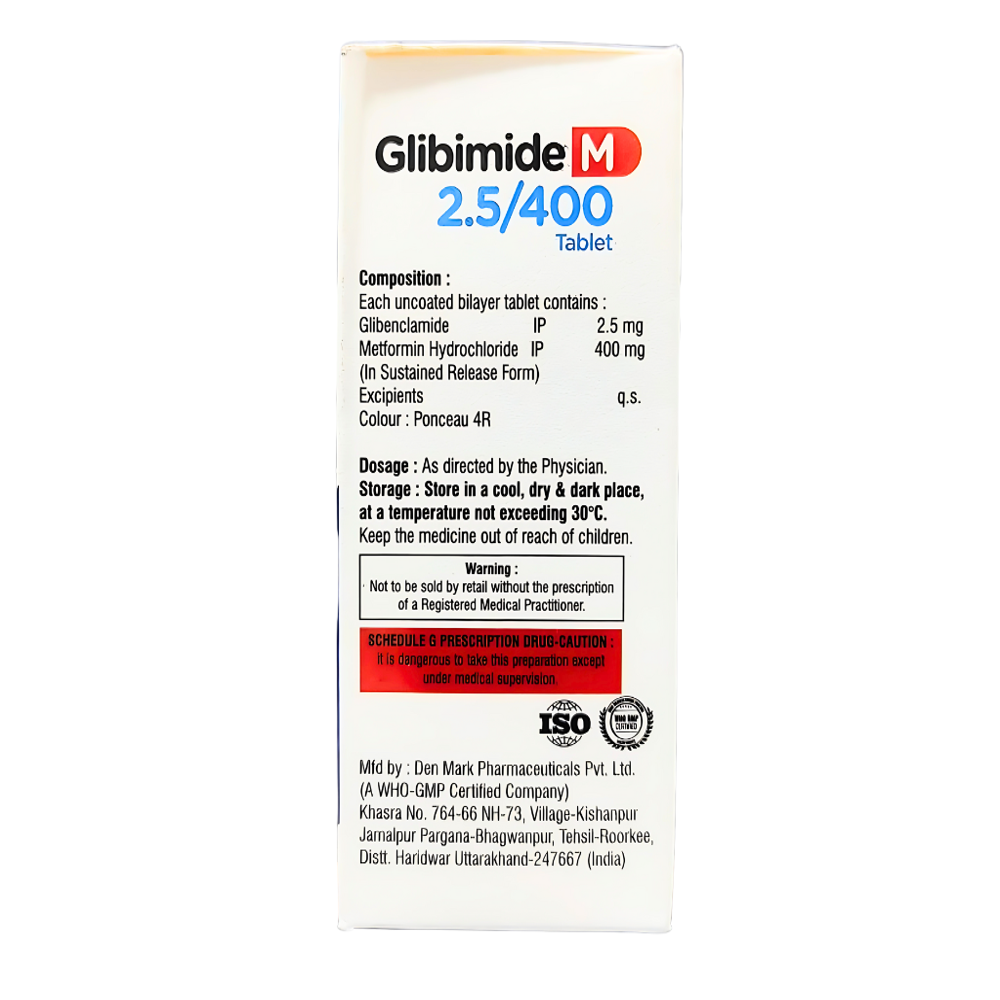 GLIBENCLAMIDE IP 2.5mg, METFORMIN HYDROCHLORIDE IP 400mg