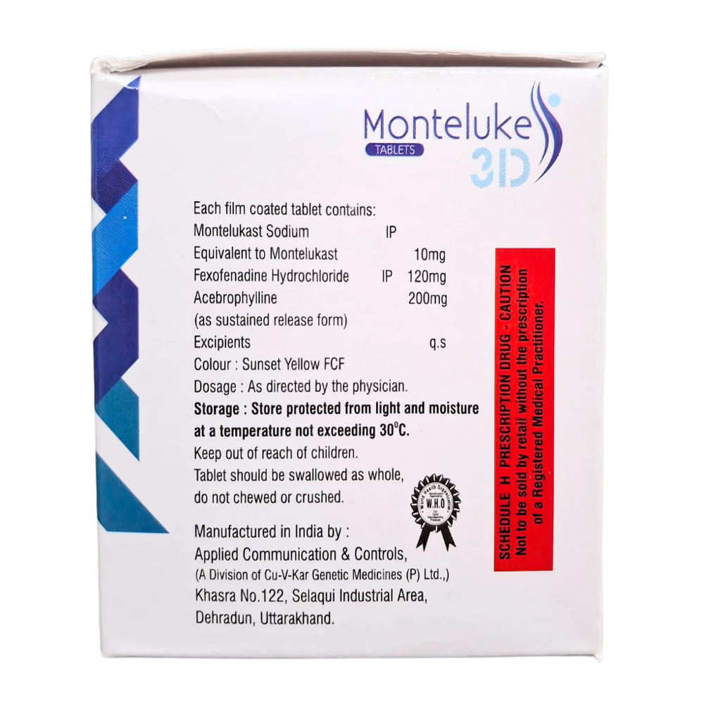 Montelukast Fexofenadine Acebrophylline Tablet - Drug Type: General Medicines