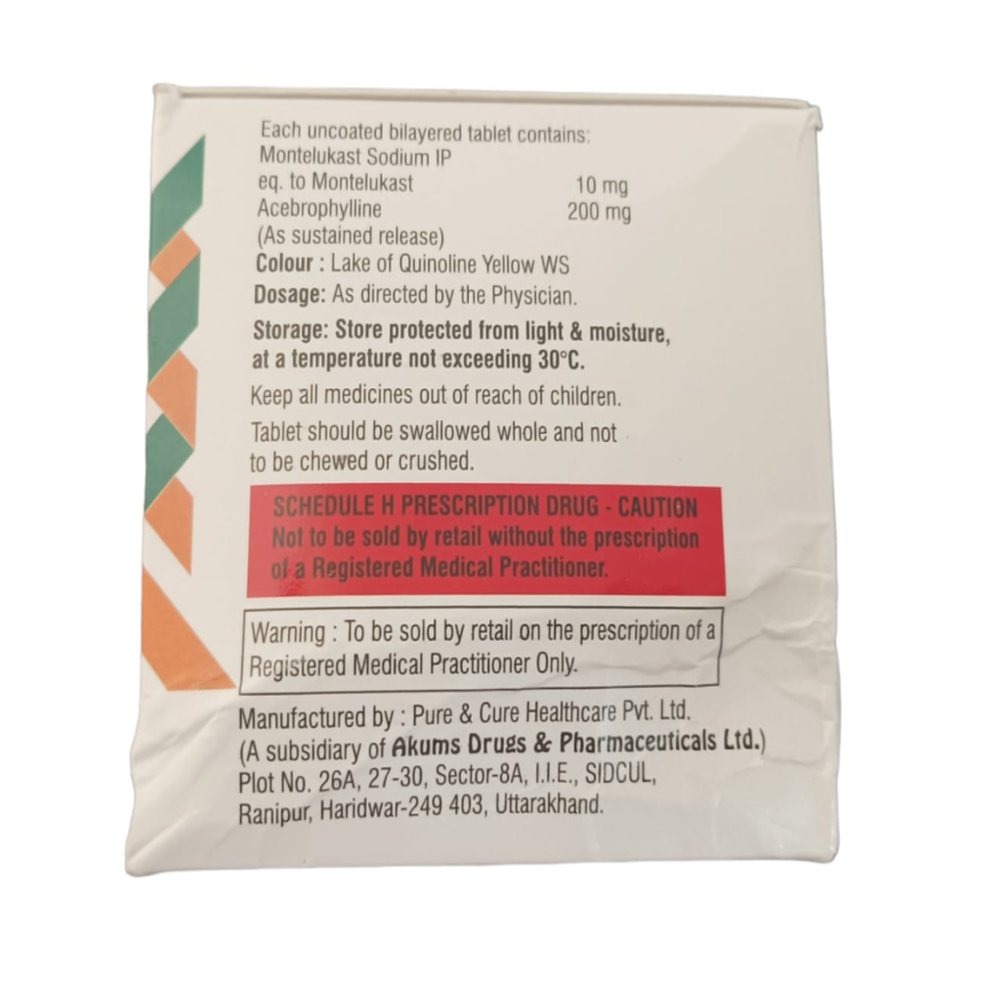 Montelukast (10mg), Acebrophylline SR (200mg)