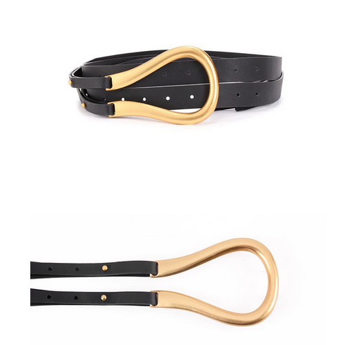 Old Gold Women's Fashionable Waist Belt With All-match U Shape For Buckle For Big Horse Leg Durable Zinc Alloy