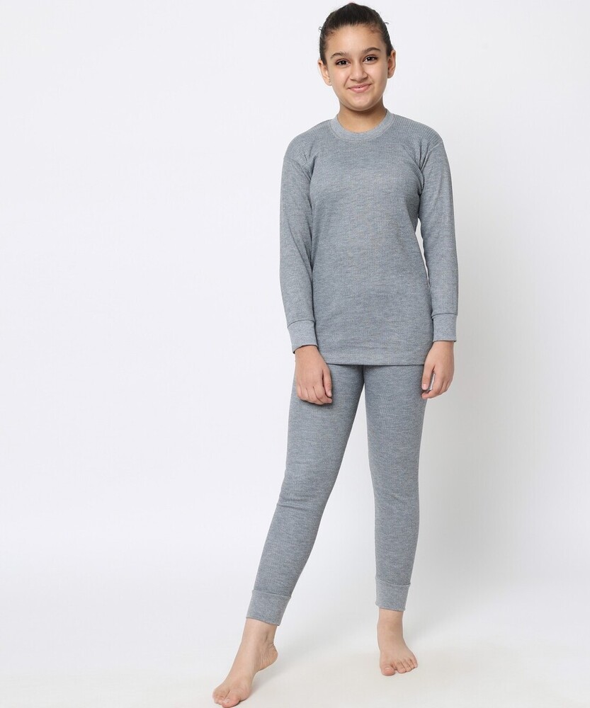 Girls Grey Thermal Set