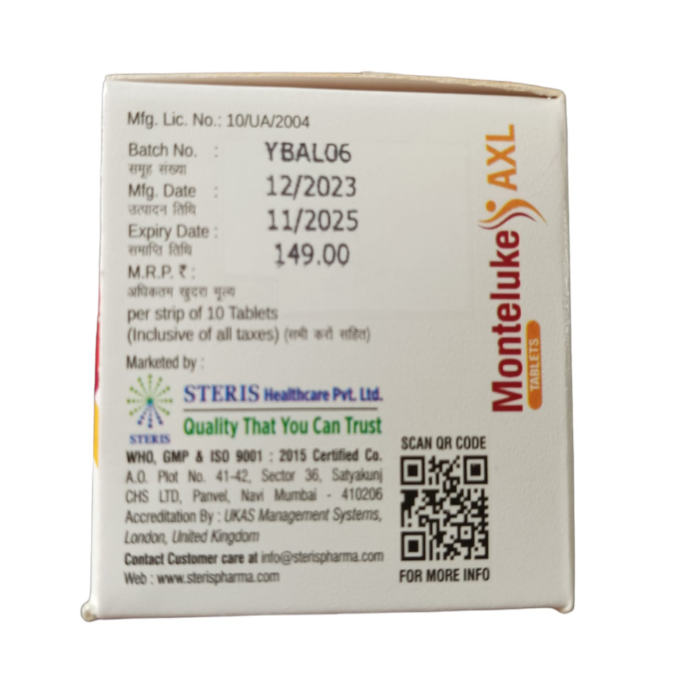 Montelukast (10mg), Levocetirizine (5mg), Ambroxol (75mgSR)