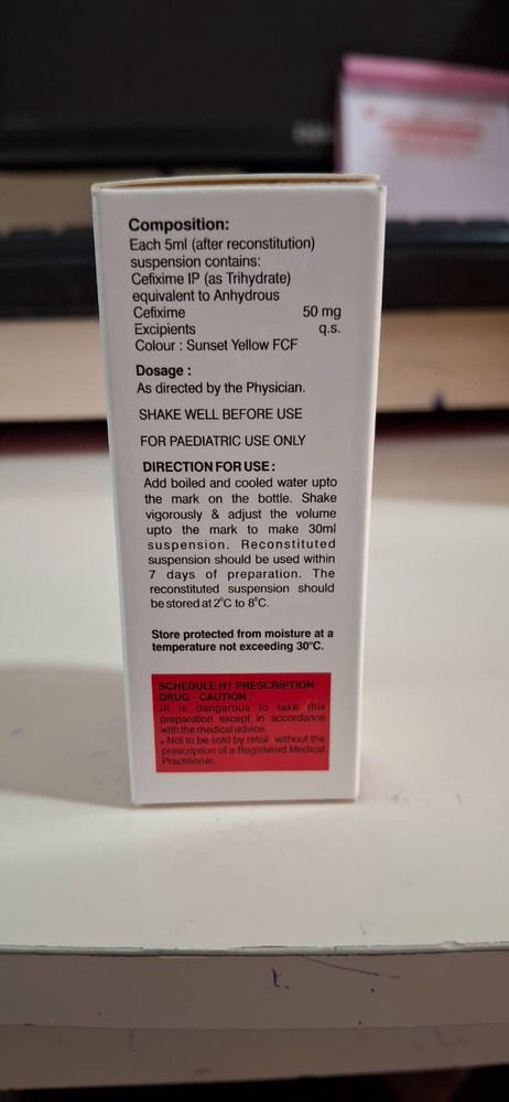 Cefixine 50 Mg Oral Suspension 30 Ml - Drug Type: General Medicines