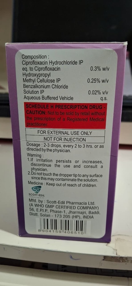 CIPROFLOXACIN + HYDROXYMETHYL CELLULOSE E/E DROP 10 ML