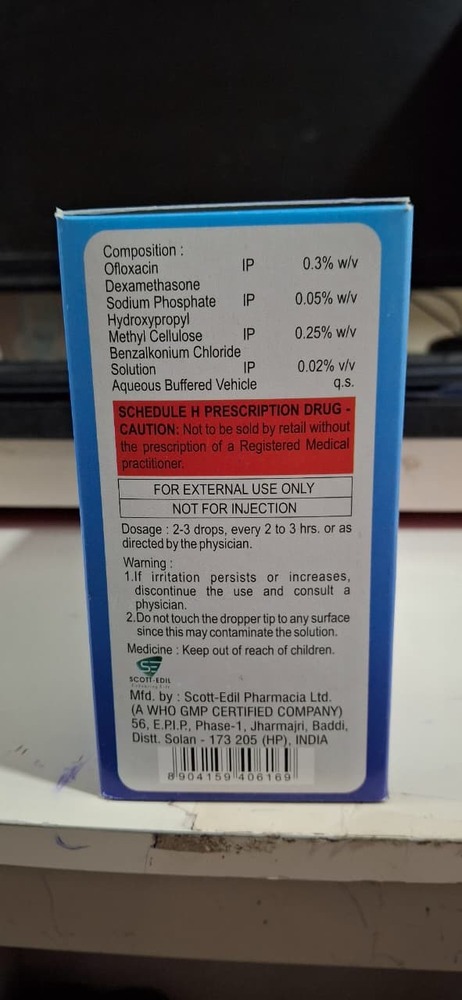 OFLOXACIN DEXAMETHASONE + HYDROXYPROPYL METHLYCELLULOSE E/E 10 ML