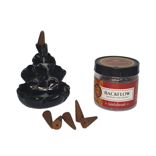 Sandalwood Backflow Incense Cones 100G - Burning Time: 30 Minutes