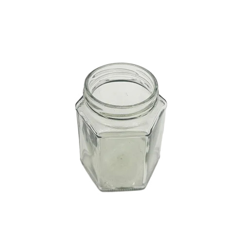 250gm Hexagonal Pickle Glass Jar - Color: Transparent