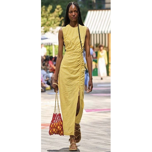 Long Drawstring Dress - Color: Yellow