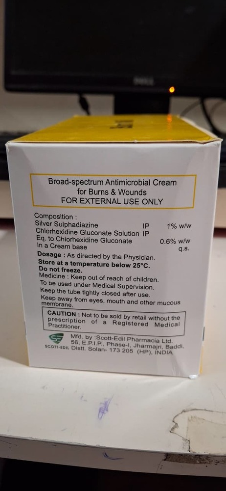 SILVER SULPHADIAZINE + CHLORHEXIDINE GLUCONATE CREAM 15 GM