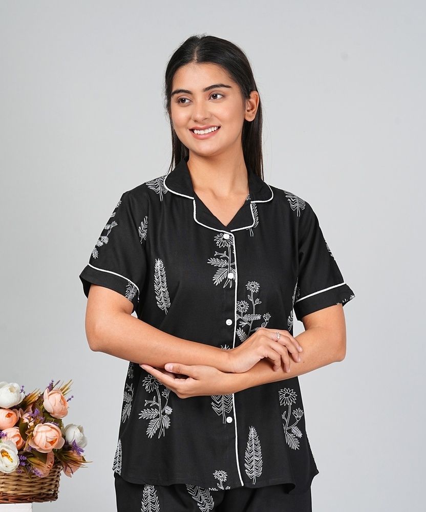 Black Rayon Night Suit - Gender: Female