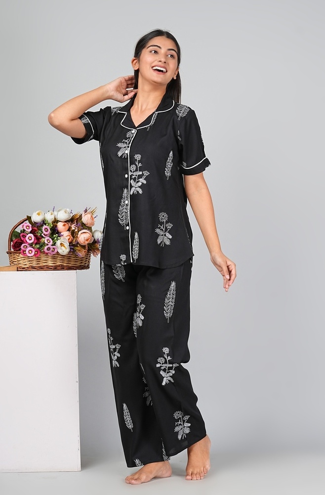 Black Rayon Night Suit