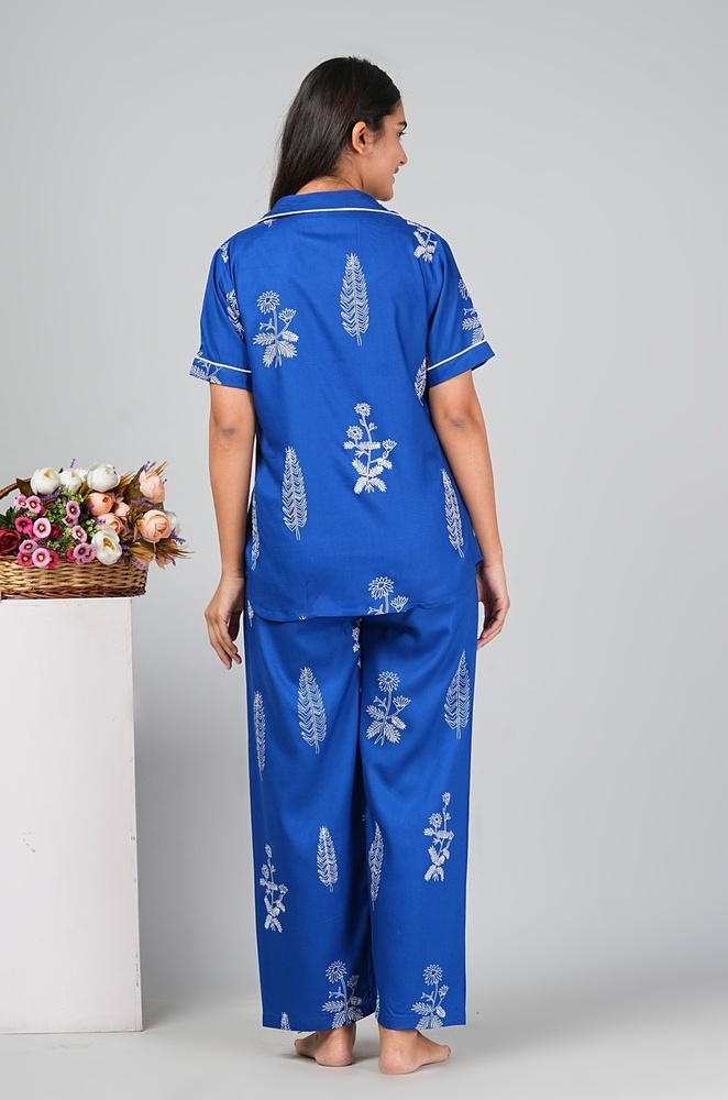 Blue Rayon Night Suit