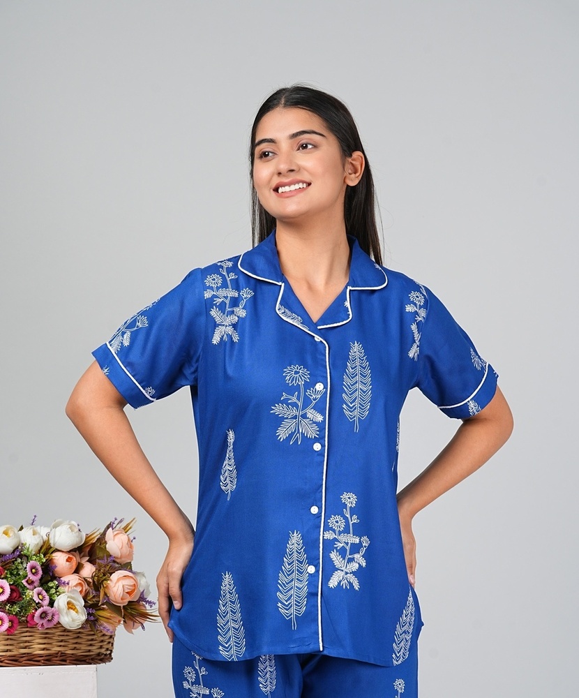 Blue Rayon Night Suit