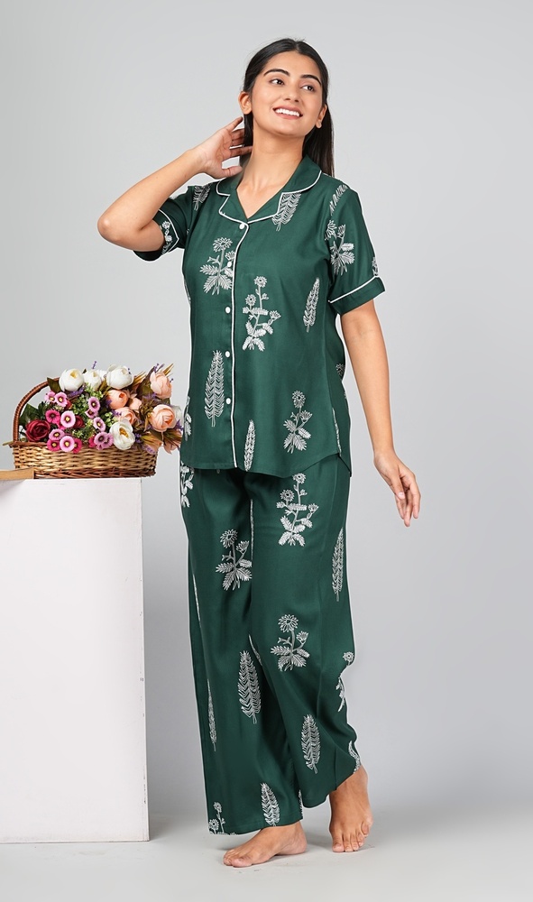 Green Rayon Night Suit