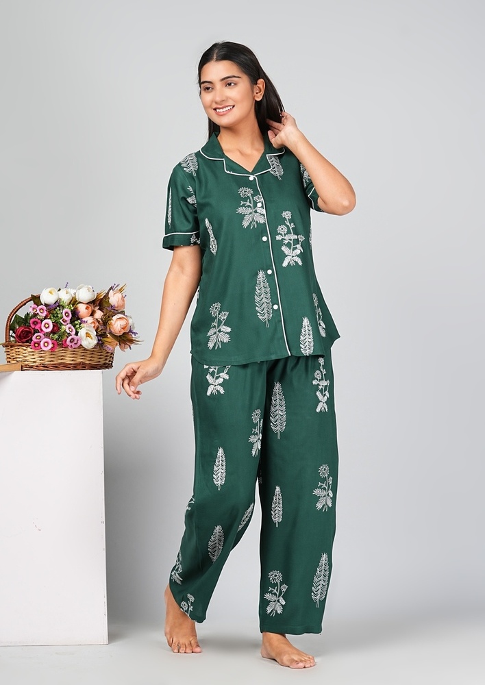 Green Rayon Night Suit