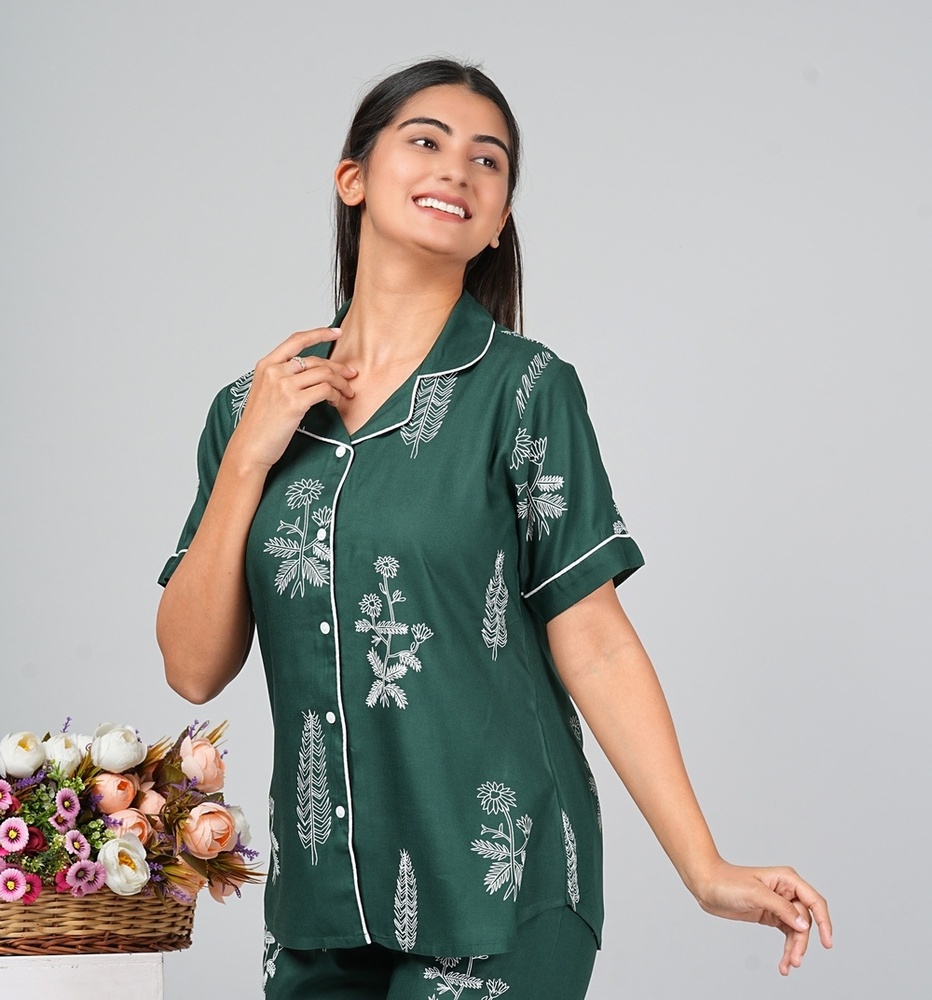 Green Rayon Night Suit